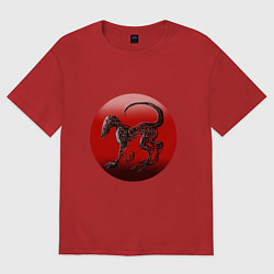 Футболка оверсайз женская Собака из лент, цвет: красный