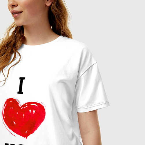 Женская футболка оверсайз I LOVE YOU HEART Z / Белый – фото 3