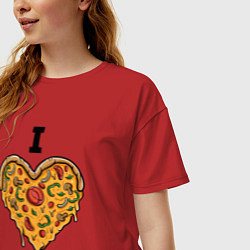 Футболка оверсайз женская I LOVE PIZZA Я ЛЮБЛЮ ПИЦЦУ Z, цвет: красный — фото 2