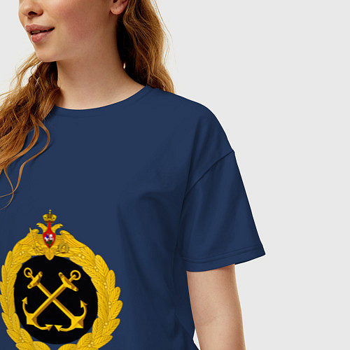 Женская футболка оверсайз ВМФ РОССИИ ЯКОРЯ ЯКОРИ / Тёмно-синий – фото 3