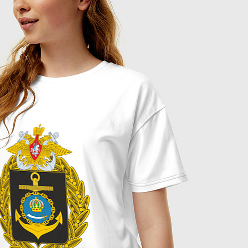 Женская футболка оверсайз ВМФ КАСПИЙСКАЯ ФЛОТИЛИЯ / Белый – фото 3