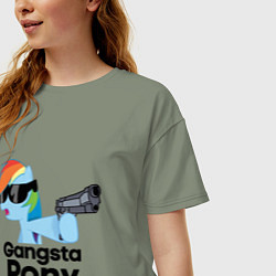 Футболка оверсайз женская Gangsta pony, цвет: авокадо — фото 2