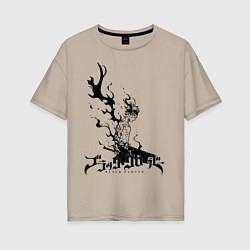 Футболка оверсайз женская Черный Аста Черный Клевер, цвет: миндальный