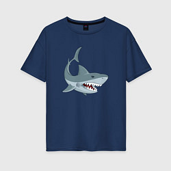 Женская футболка оверсайз Агрессивная акула