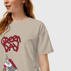 Футболка оверсайз женская Green Day Unicorn, цвет: миндальный — фото 2