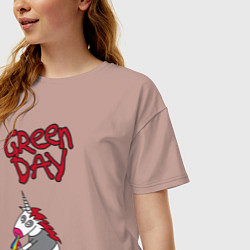 Футболка оверсайз женская Green Day Unicorn, цвет: пыльно-розовый — фото 2