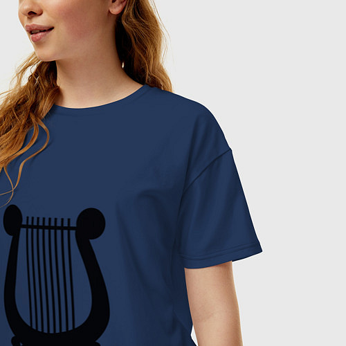 Женская футболка оверсайз Музыкальный инструмент / Тёмно-синий – фото 3