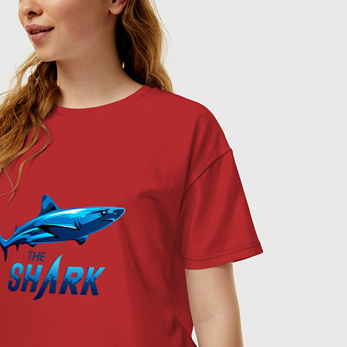 Женская футболка оверсайз Акула The Shark / Красный – фото 3