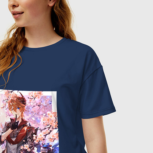 Женская футболка оверсайз Tartaglia fan art / Тёмно-синий – фото 3