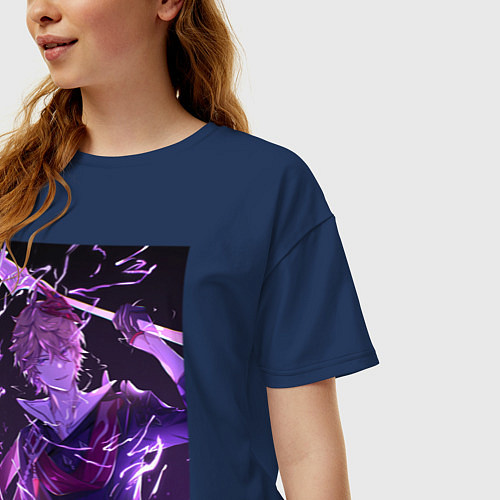 Женская футболка оверсайз Tartaglia / Тёмно-синий – фото 3