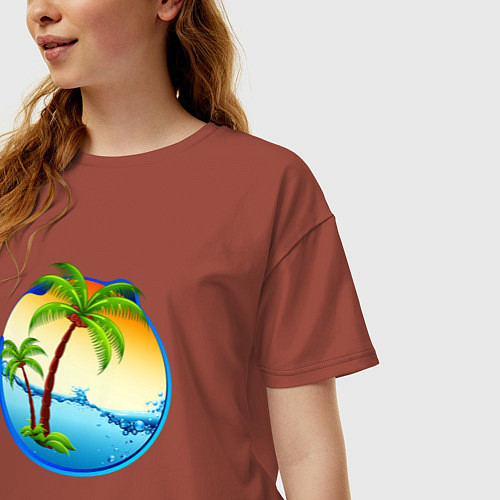 Женская футболка оверсайз Palm beach / Кирпичный – фото 3