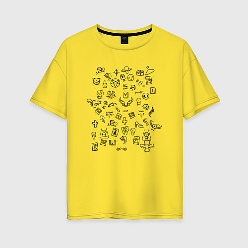 Женская футболка оверсайз THE BINDING OF ISAAC СТИКИ / Желтый – фото 1