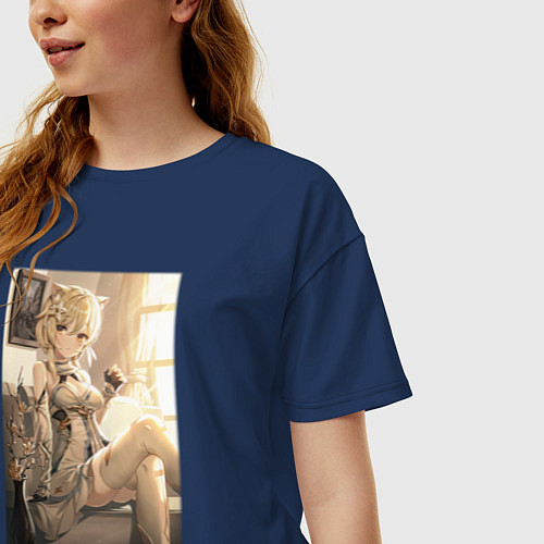 Женская футболка оверсайз Lumine fan art / Тёмно-синий – фото 3