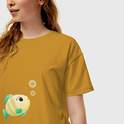 Футболка оверсайз женская Золотая рыбка, цвет: горчичный — фото 2