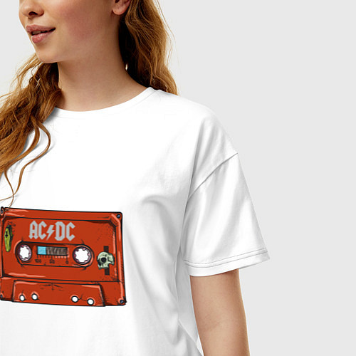 Женская футболка оверсайз Кассета AC DC / Белый – фото 3