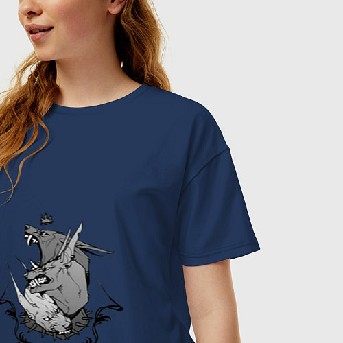 Женская футболка оверсайз Королевский цербер / Тёмно-синий – фото 3