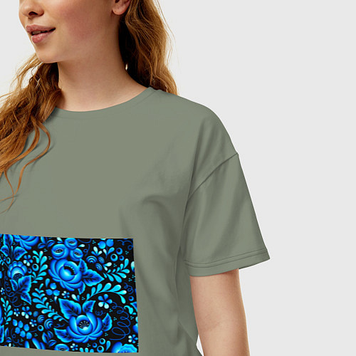 Женская футболка оверсайз Гжель / Авокадо – фото 3