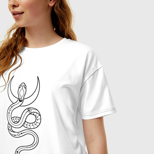 Женская футболка оверсайз Лунная змея / Белый – фото 3