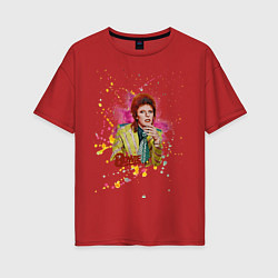 Футболка оверсайз женская David Bowie Art, цвет: красный