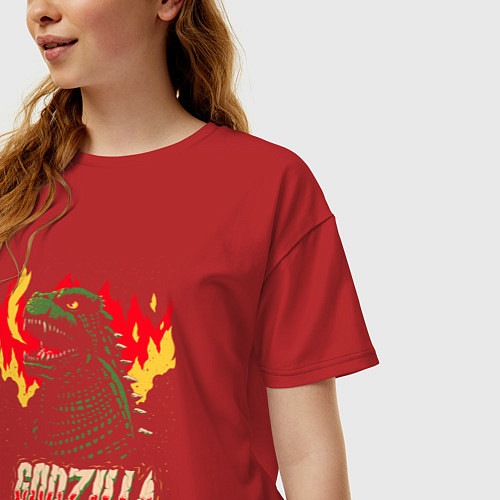 Женская футболка оверсайз GODZILLA / Красный – фото 3