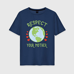 Футболка оверсайз женская Respect Earth, цвет: тёмно-синий