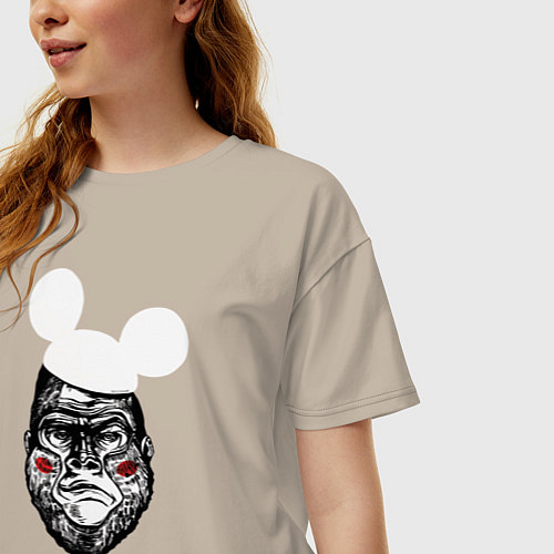 Женская футболка оверсайз Горилла Маус / Миндальный – фото 3