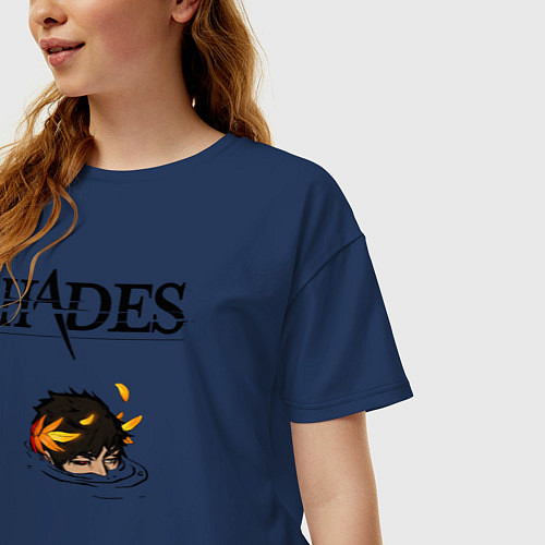 Женская футболка оверсайз Hades / Тёмно-синий – фото 3