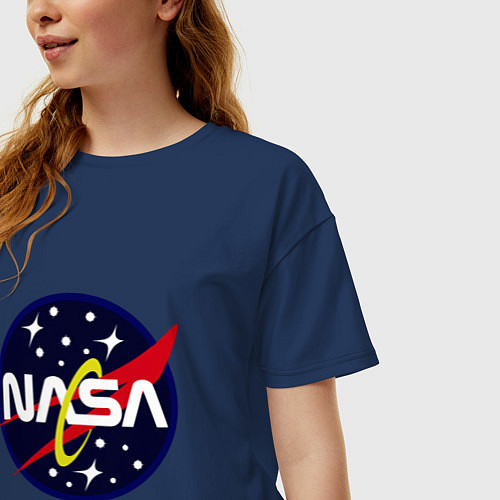 Женская футболка оверсайз Space NASA / Тёмно-синий – фото 3