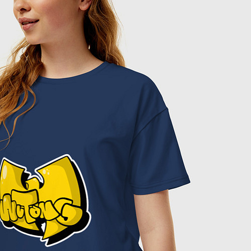 Женская футболка оверсайз Wu-Tang Style / Тёмно-синий – фото 3