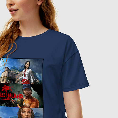 Женская футболка оверсайз Dead Island Мертвый остров / Тёмно-синий – фото 3