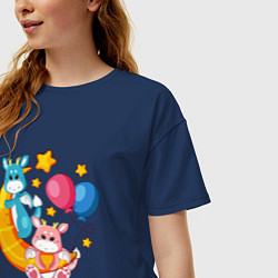 Футболка оверсайз женская Два дракончика, цвет: тёмно-синий — фото 2