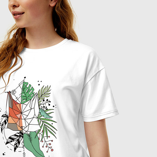Женская футболка оверсайз Geometry Fox / Белый – фото 3