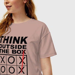 Футболка оверсайз женская THINK OUTSIDE THE BOX, цвет: пыльно-розовый — фото 2