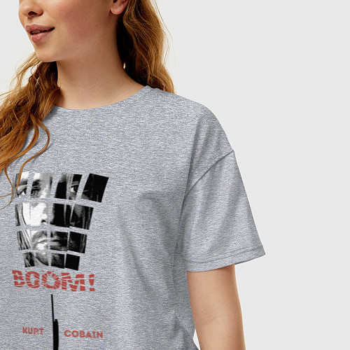Женская футболка оверсайз Курт Кобейн / Меланж – фото 3