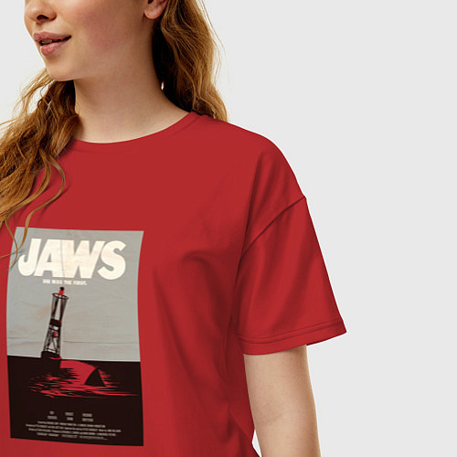 Женская футболка оверсайз Челюсти Jaws / Красный – фото 3
