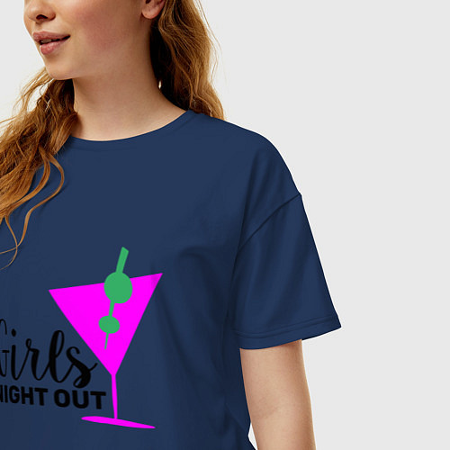 Женская футболка оверсайз Girls night out / Тёмно-синий – фото 3