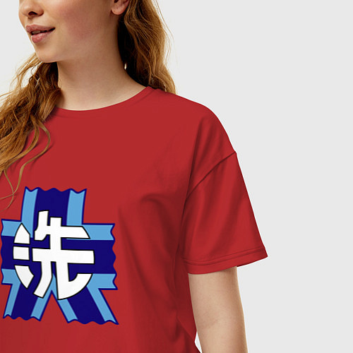 Женская футболка оверсайз Girls und Panzer Оараи герб Z / Красный – фото 3