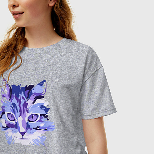 Женская футболка оверсайз Blue Cat / Меланж – фото 3