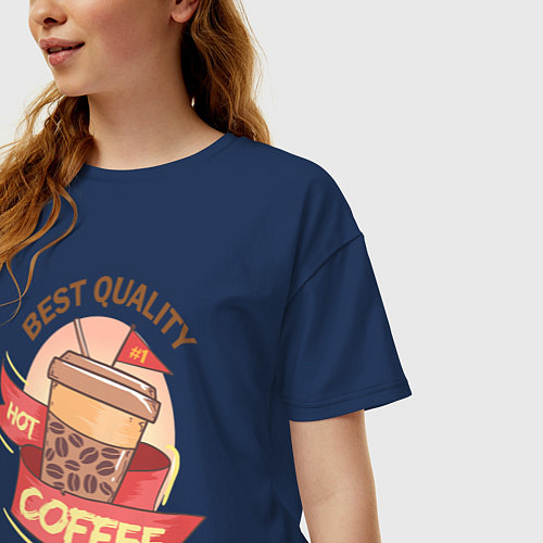 Женская футболка оверсайз Hot Coffee / Тёмно-синий – фото 3