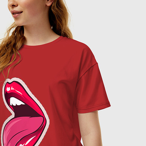 Женская футболка оверсайз Покажи свой язык / Красный – фото 3