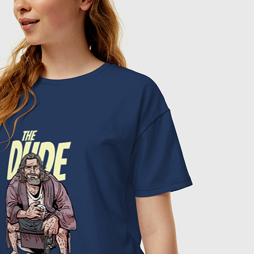 Женская футболка оверсайз The Dude jeffrey lebowski / Тёмно-синий – фото 3