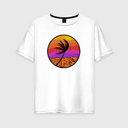 Футболка оверсайз женская Пальма и море, цвет: белый