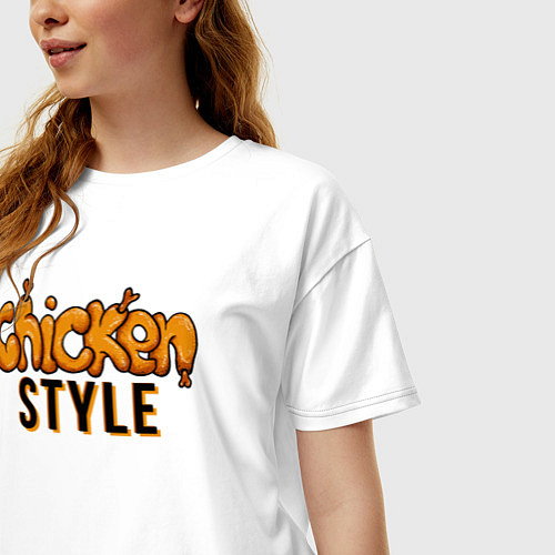 Женская футболка оверсайз Chicken Style / Белый – фото 3