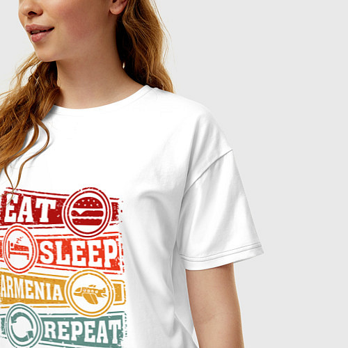 Женская футболка оверсайз Еда, сон, Армения / Белый – фото 3