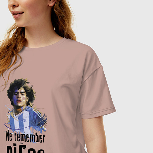 Женская футболка оверсайз Диего Марадона Аргентина / Пыльно-розовый – фото 3