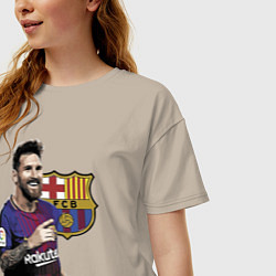 Футболка оверсайз женская Lionel Messi Barcelona Argentina, цвет: миндальный — фото 2