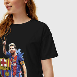 Футболка оверсайз женская Lionel Messi Barcelona Argentina!, цвет: черный — фото 2