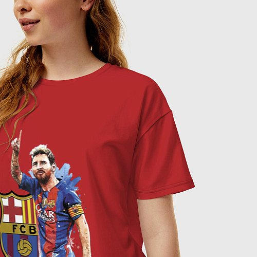 Женская футболка оверсайз Lionel Messi Barcelona Argentina! / Красный – фото 3