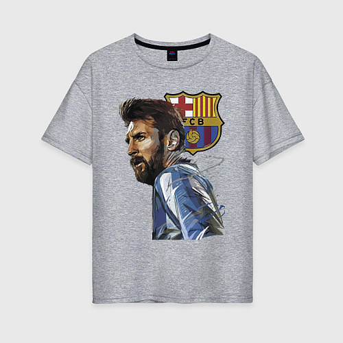 Женская футболка оверсайз Lionel Messi Barcelona Argentina Striker / Меланж – фото 1