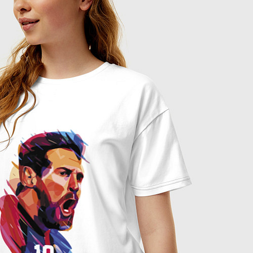 Женская футболка оверсайз Lionel Messi Barcelona Argentina Football / Белый – фото 3